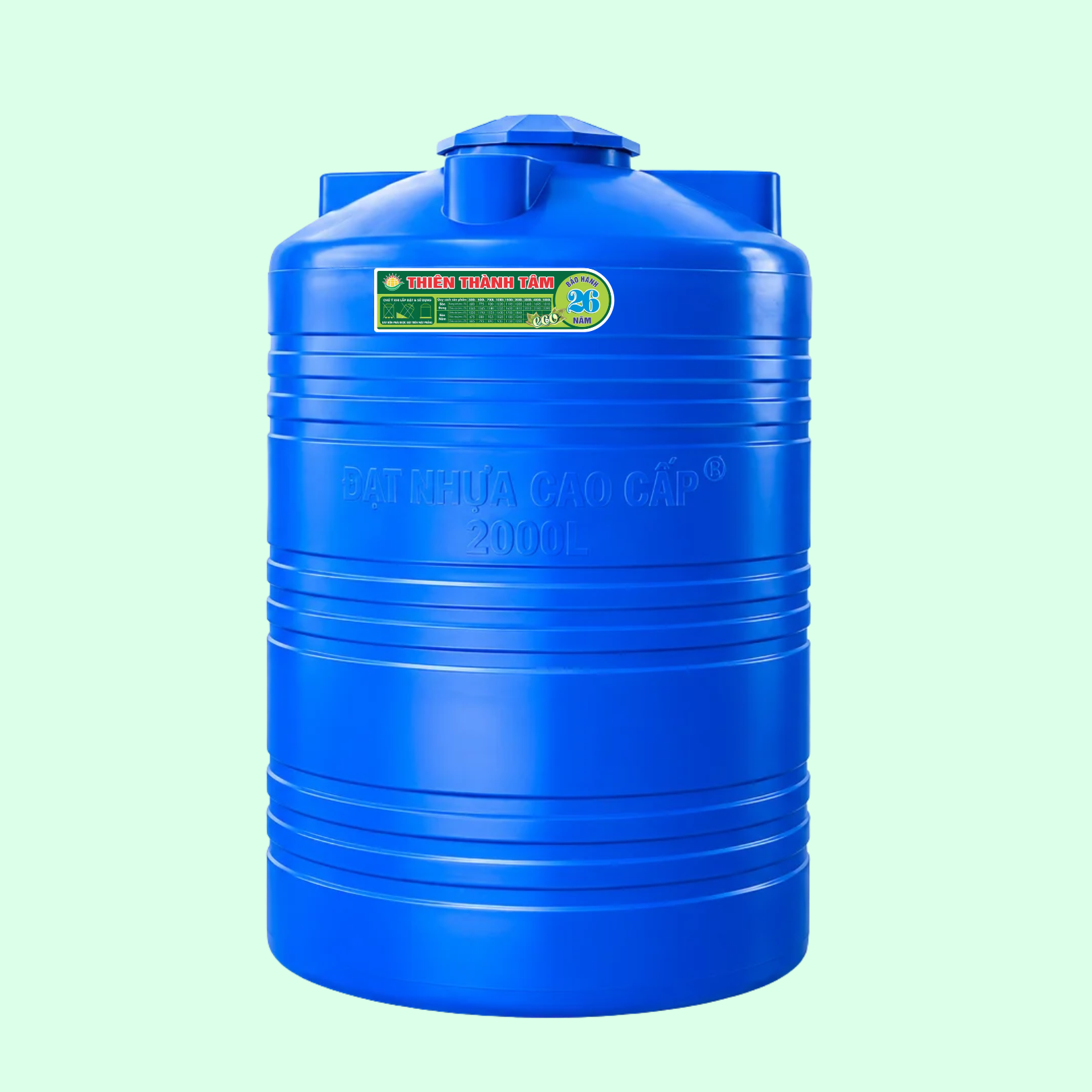 Bồn nhựa 2000L đứng 1332 x 1810mm